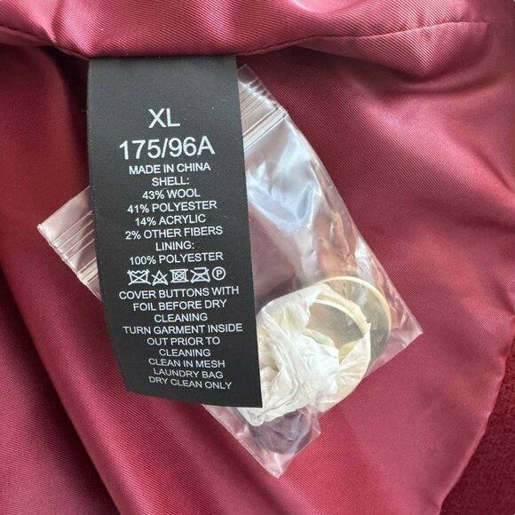 Kate Spade NY Wool Blend Double Breasted Long Coat Deep Lipstick Red XL Women - Picture 10 of 11